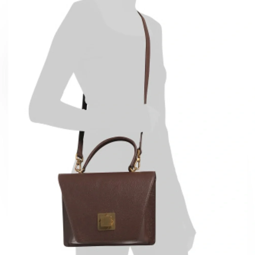 Brand new ARCADIA Made In Italy Leather Asymmetrical Geo Satchel Handbag